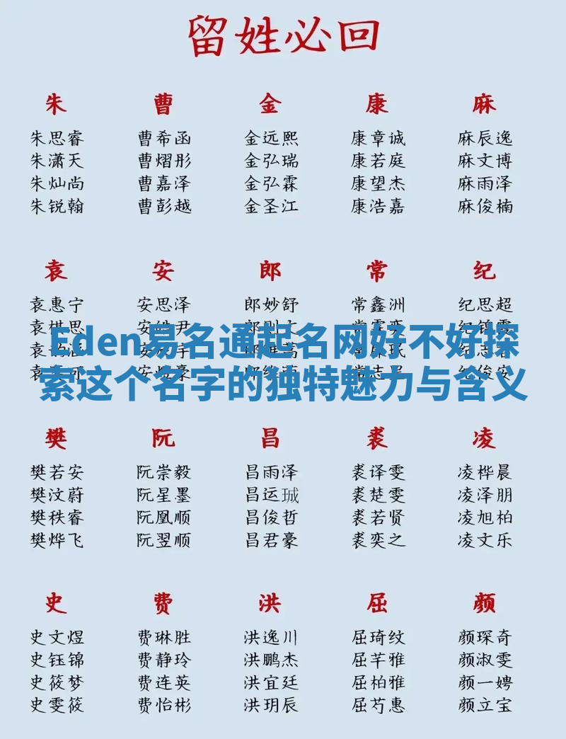 Eden易名通起名网好不好 探索这个名字的独特魅力与含义
